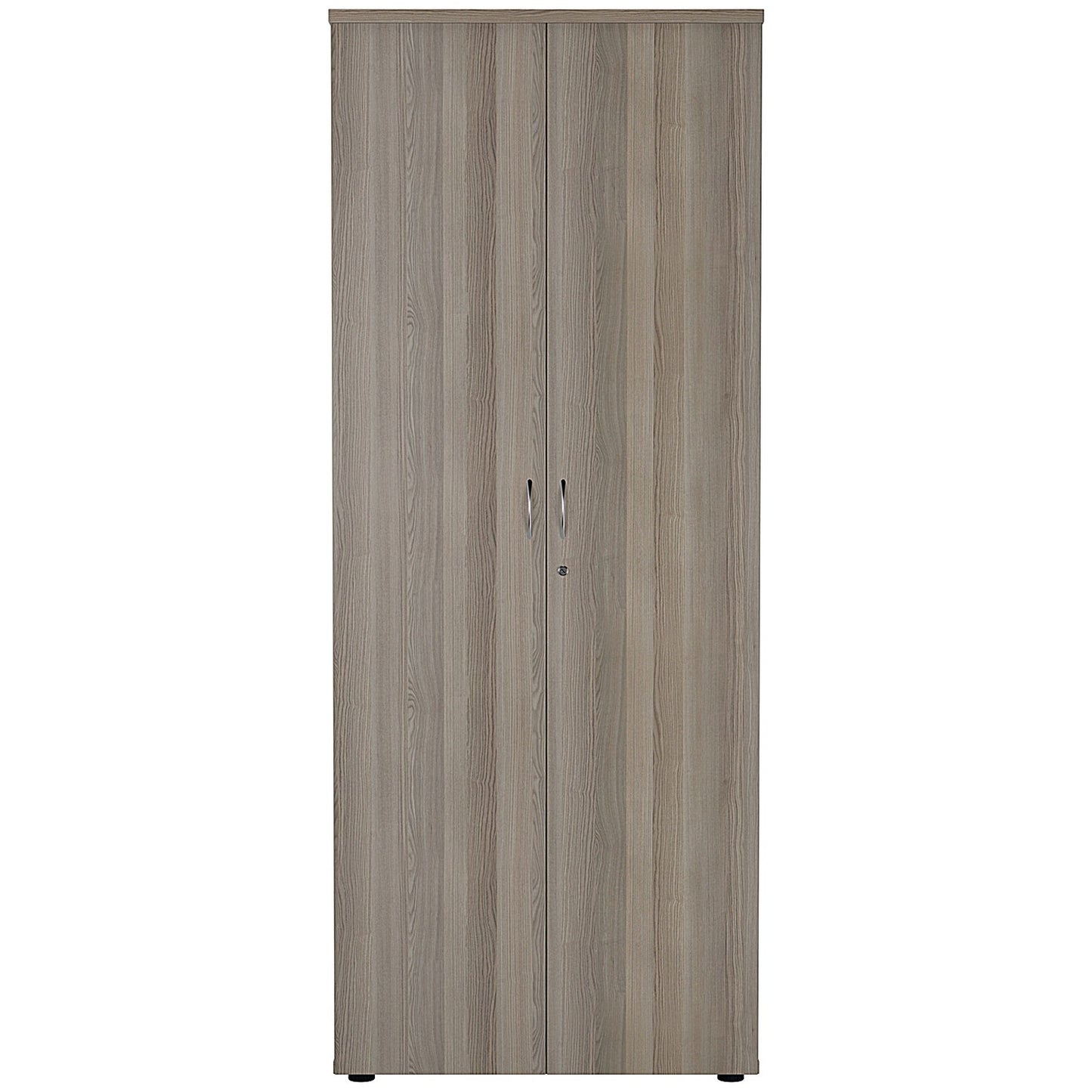Jemini Extra Tall Wooden Cupboard, 4 Shelves, 2000mm High, Grey Oak