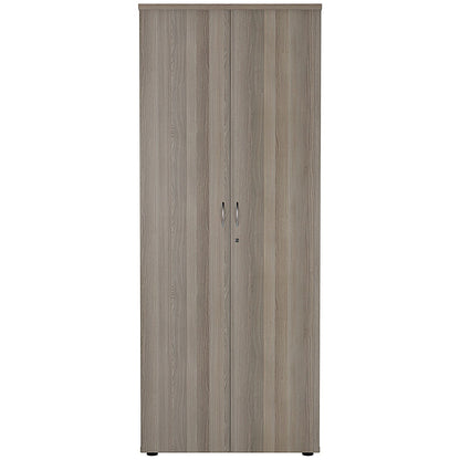 Jemini Extra Tall Wooden Cupboard, 4 Shelves, 2000mm High, Grey Oak