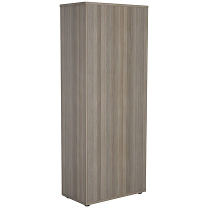 Jemini Extra Tall Wooden Cupboard, 4 Shelves, 2000mm High, Grey Oak