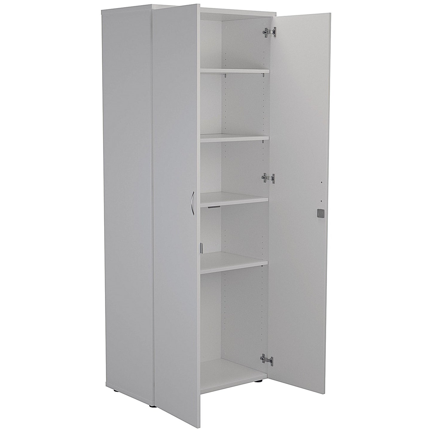 Jemini Extra Tall Wooden Cupboard, 4 Shelves, 2000mm High, White