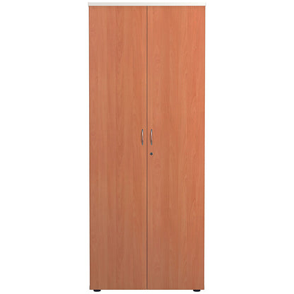 Jemini Two-Tone Extra Tall Cupboard, 4 Shelves, 2000mm High, Beech and White