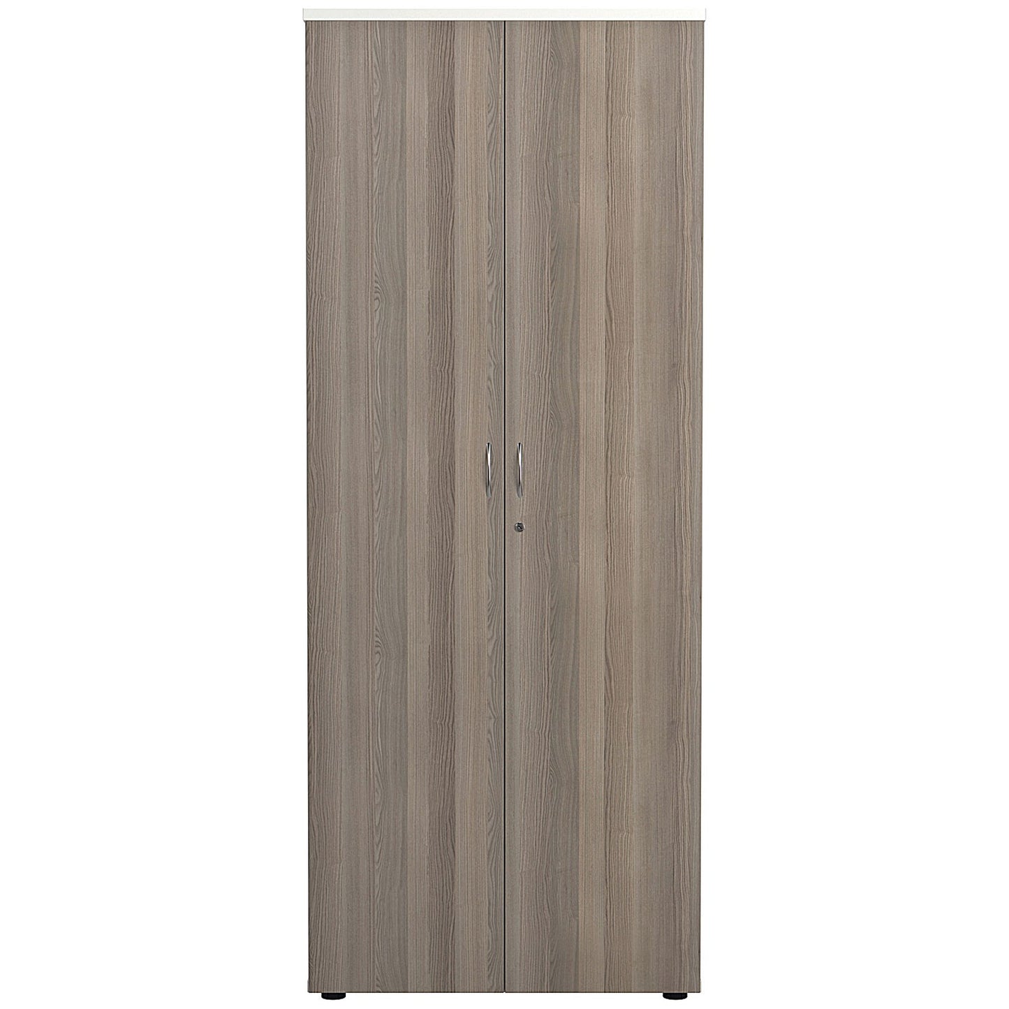 Jemini Two-Tone Extra Tall Cupboard, 4 Shelves, 2000mm High, Grey Oak and White