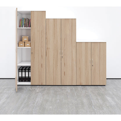 Jemini Two-Tone Extra Tall Cupboard, 4 Shelves, 2000mm High, Grey Oak and White