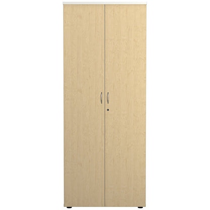 Jemini Two-Tone Extra Tall Cupboard, 4 Shelves, 2000mm High, Maple and White
