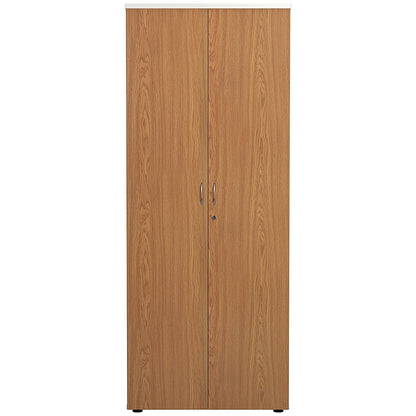 Jemini Two-Tone Extra Tall Cupboard, 4 Shelves, 2000mm High, Oak and White