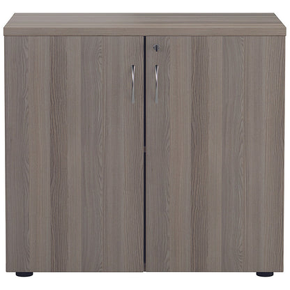 Jemini Desk High Wooden Cupboard, 1 Shelf, 730mm High, Grey Oak