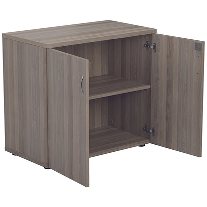 Jemini Desk High Wooden Cupboard, 1 Shelf, 730mm High, Grey Oak