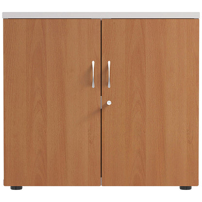 Jemini Two-Tone Desk High Cupboard, 1 Shelf, 730mm High, Beech and White