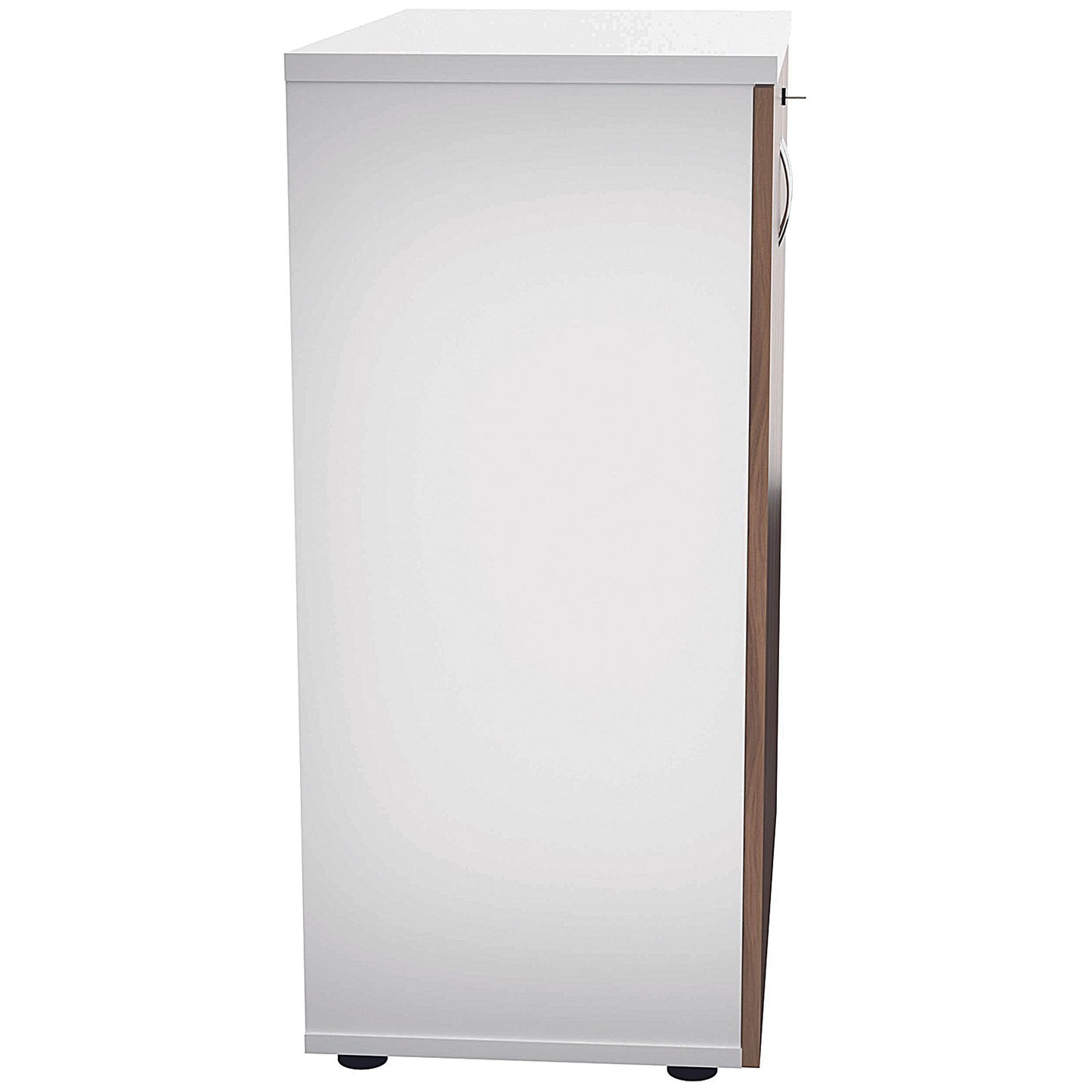 Jemini Two-Tone Desk High Cupboard, 1 Shelf, 730mm High, Walnut and White
