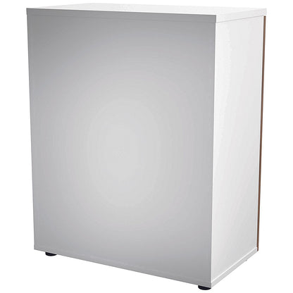 Jemini Two-Tone Desk High Cupboard, 1 Shelf, 730mm High, Walnut and White