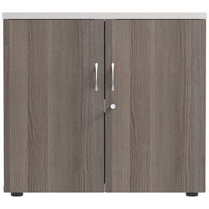 Jemini Two-Tone Desk High Cupboard, 1 Shelf, 730mm High, Grey Oak and White