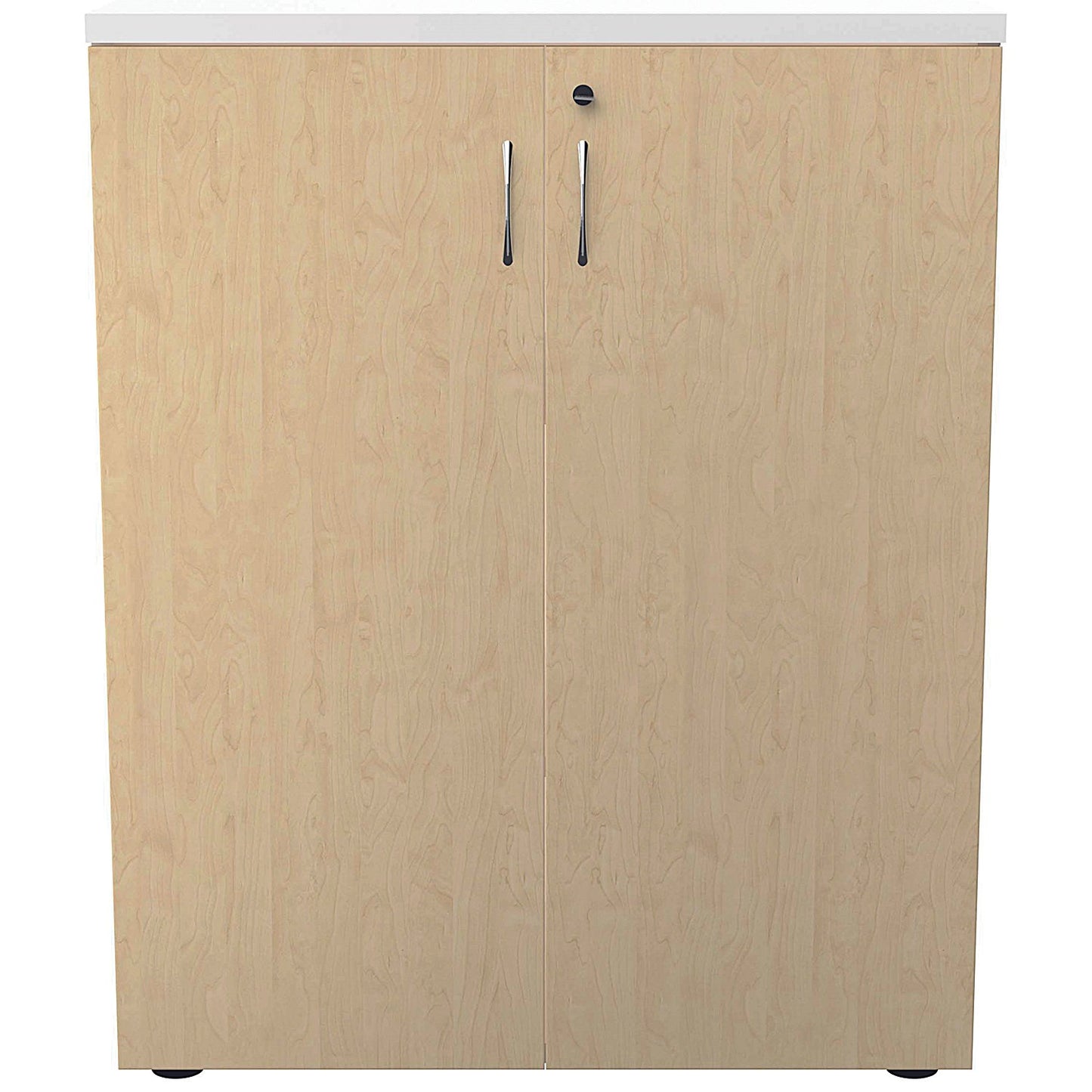 Jemini Two-Tone Desk High Cupboard, 1 Shelf, 730mm High, Maple and White