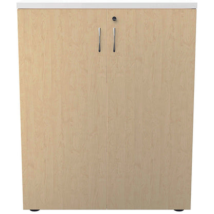 Jemini Two-Tone Desk High Cupboard, 1 Shelf, 730mm High, Maple and White