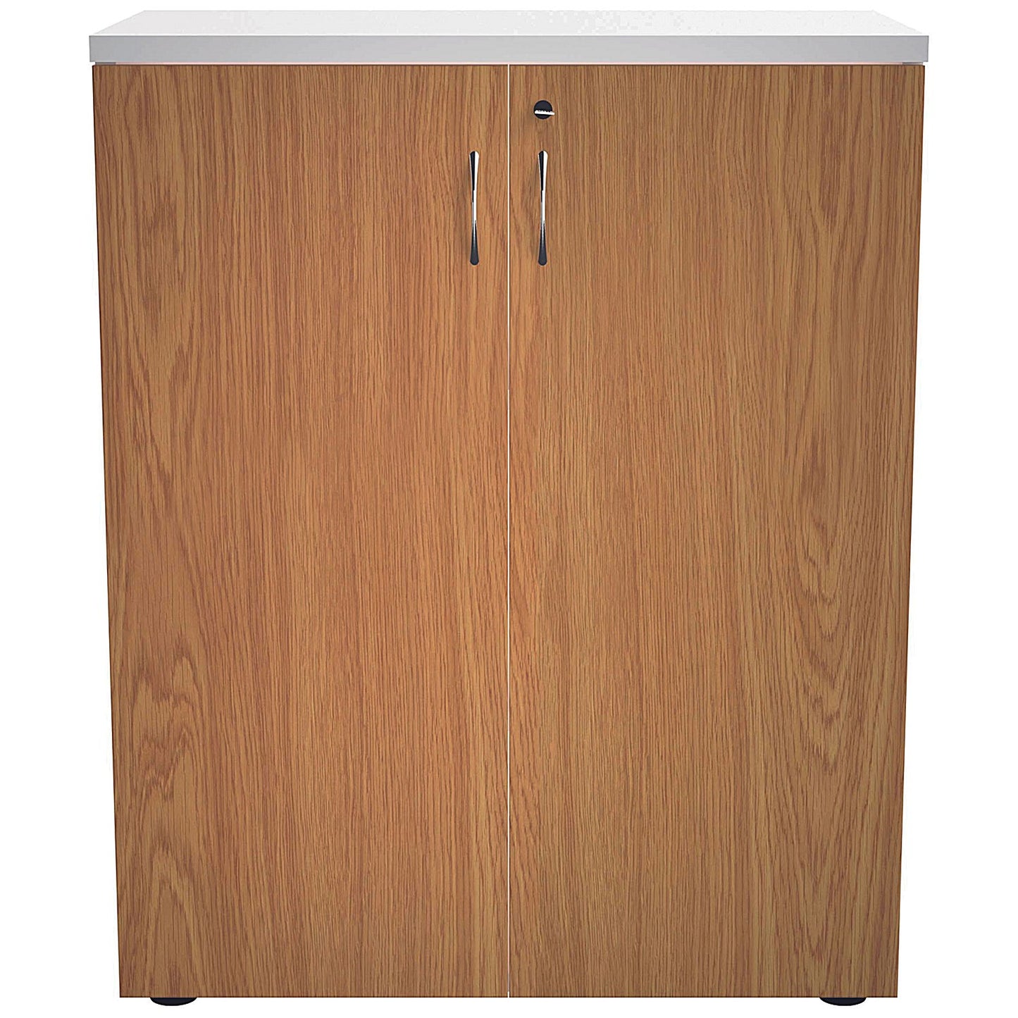 Jemini Two-Tone Desk High Cupboard, 1 Shelf, 730mm High, Oak and White