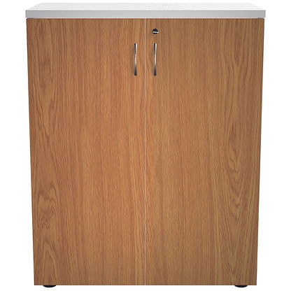 Jemini Two-Tone Desk High Cupboard, 1 Shelf, 730mm High, Oak and White