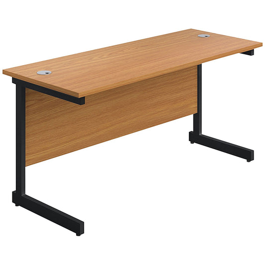 Jemini 1800mm Slim Rectangular Desk, Black Single Upright Cantilever Legs, Oak Easy2Order : KF815143
