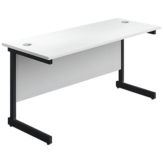 Jemini 1800mm Slim Rectangular Desk, Black Single Upright Cantilever Legs, White Easy2Order : KF818120