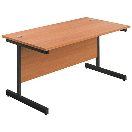 Jemini 1800mm Rectangular Desk, Black Single Upright Cantilever Legs, Beech Easy2Order : KF818229