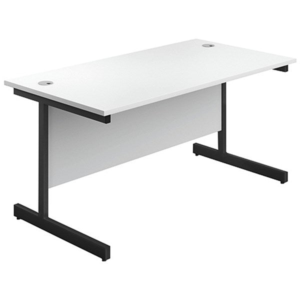 Jemini 1800mm Rectangular Desk, Black Single Upright Cantilever Legs, White Easy2Order : KF819462
