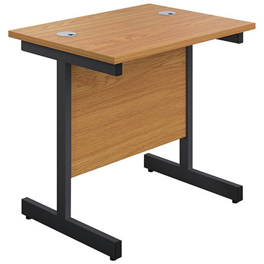 Jemini 800mm Slim Rectangular Desk, Black Single Upright Cantilever Legs, Oak Easy2Order : KF819523