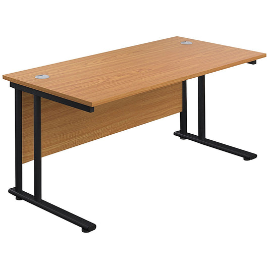 Jemini 1400mm Rectangular Desk, Black Double Upright Cantilever Legs, Oak Easy2Order : KF819622