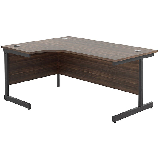 Jemini 1600mm Corner Desk, Left Hand, Black Single Upright Cantilever Legs, Walnut Easy2Order : KF819639