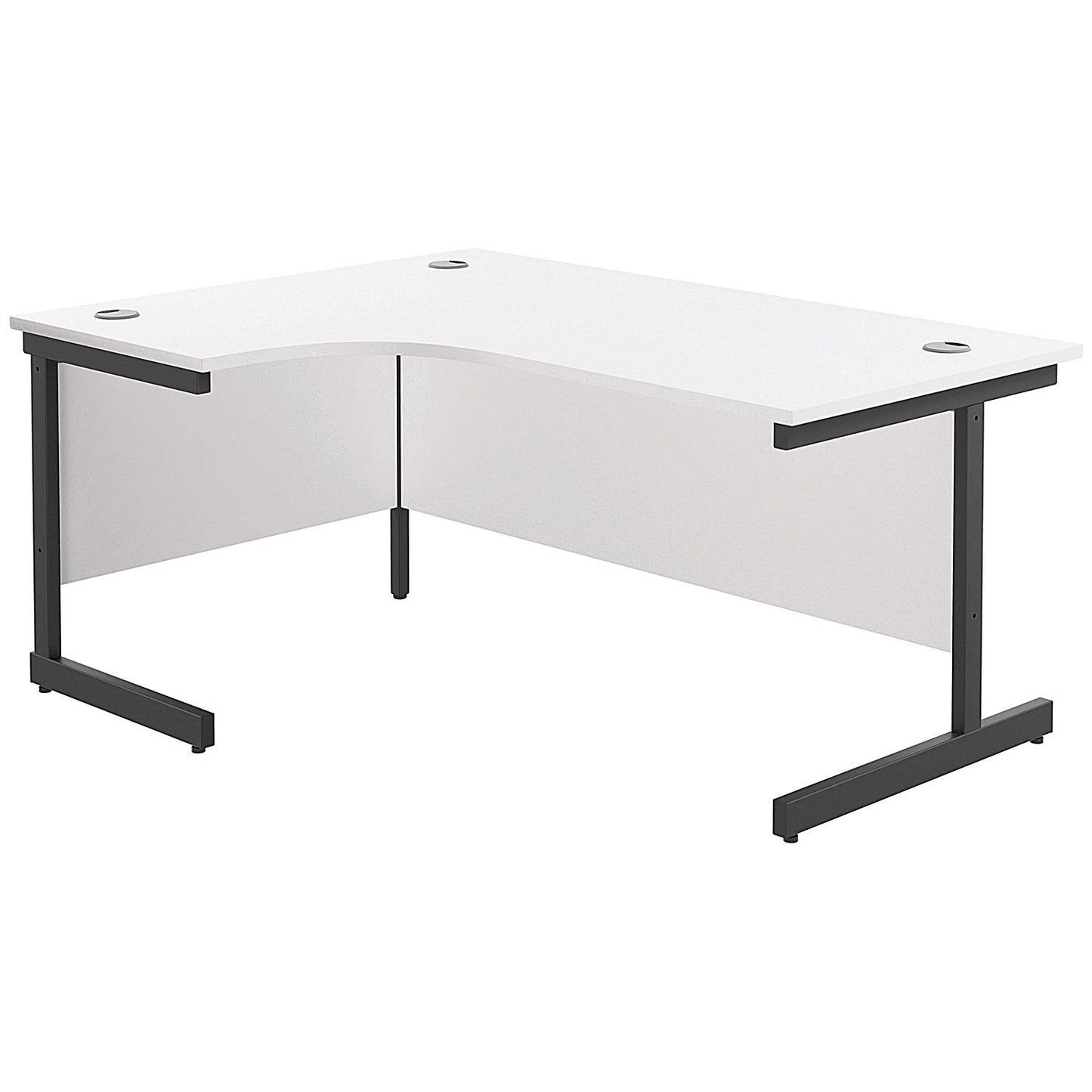 Jemini 1600mm Corner Desk, Left Hand, Black Single Upright Cantilever Legs, White Easy2Order : KF819677