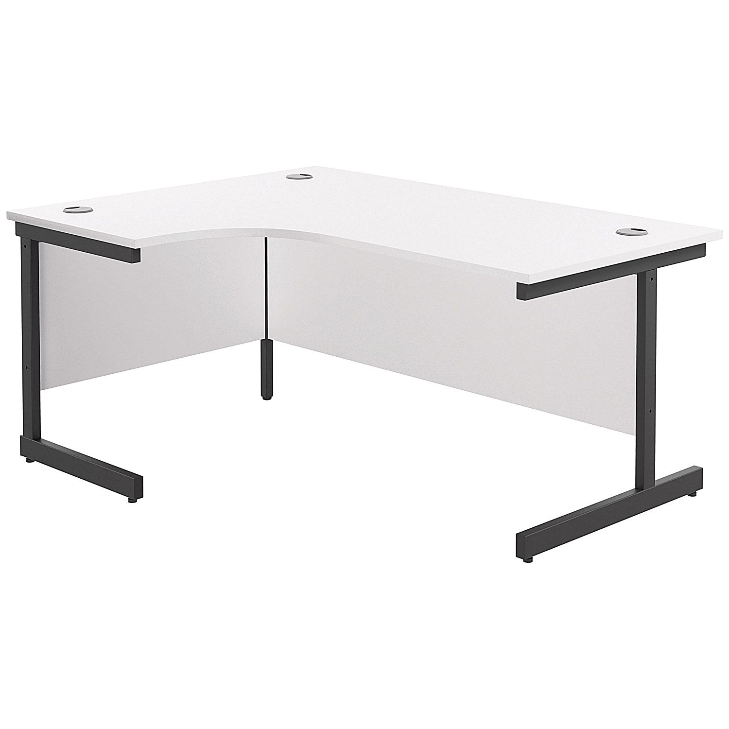 Jemini 1600mm Corner Desk, Left Hand, Black Single Upright Cantilever Legs, White Easy2Order : KF819677