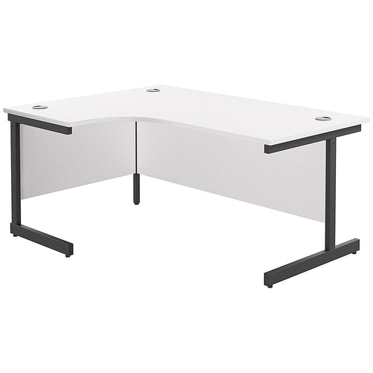 Jemini 1600mm Corner Desk, Left Hand, Black Single Upright Cantilever Legs, White Easy2Order : KF819677