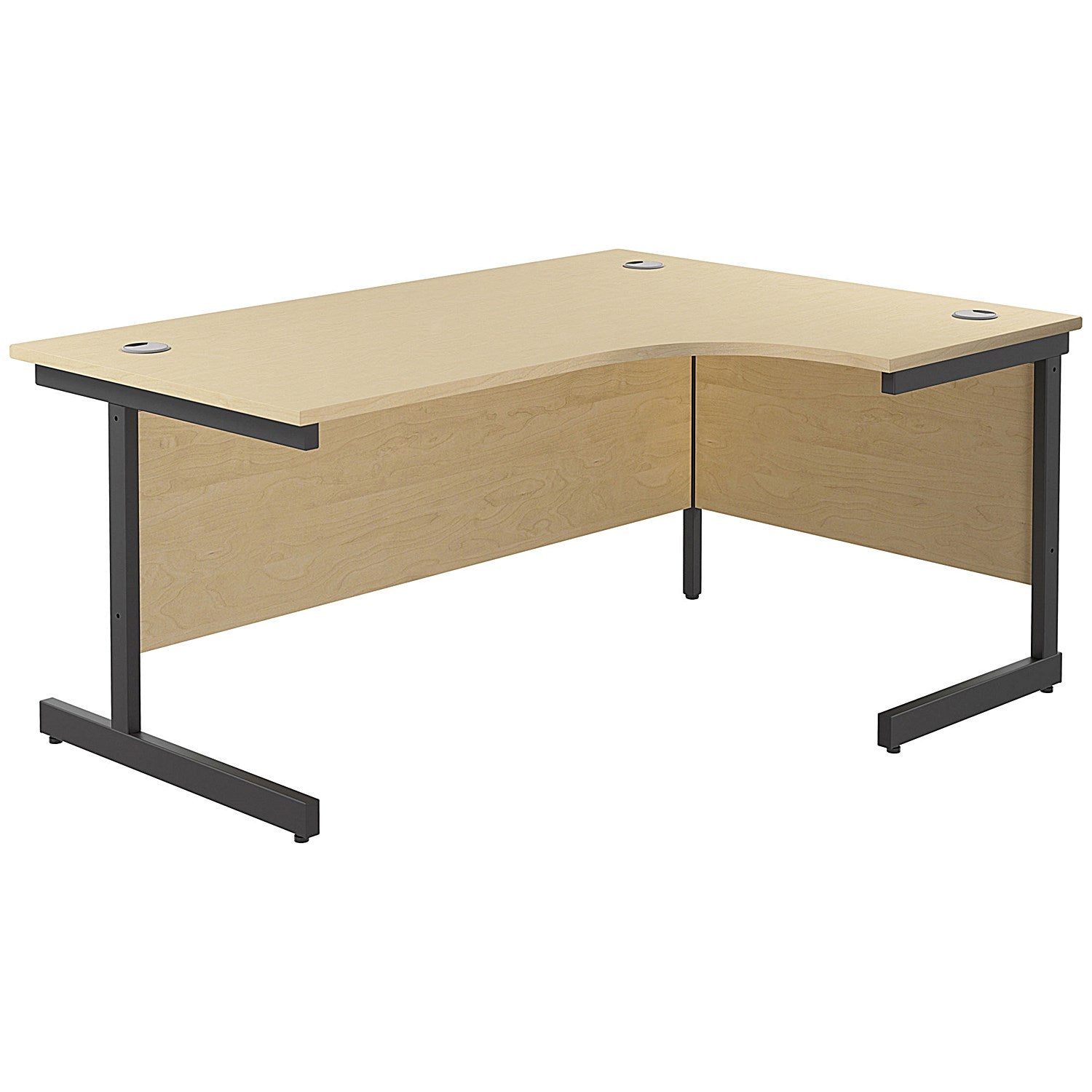 Jemini 1600mm Corner Desk, Right Hand, Black Single Upright Cantilever Legs, Maple Easy2Order : KF819721