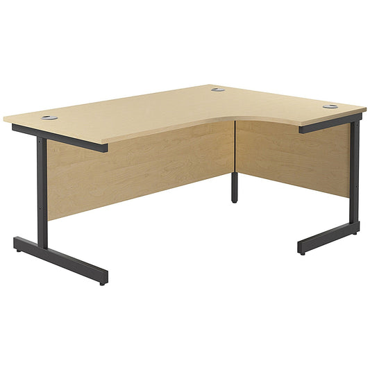 Jemini 1600mm Corner Desk, Right Hand, Black Single Upright Cantilever Legs, Maple Easy2Order : KF819721