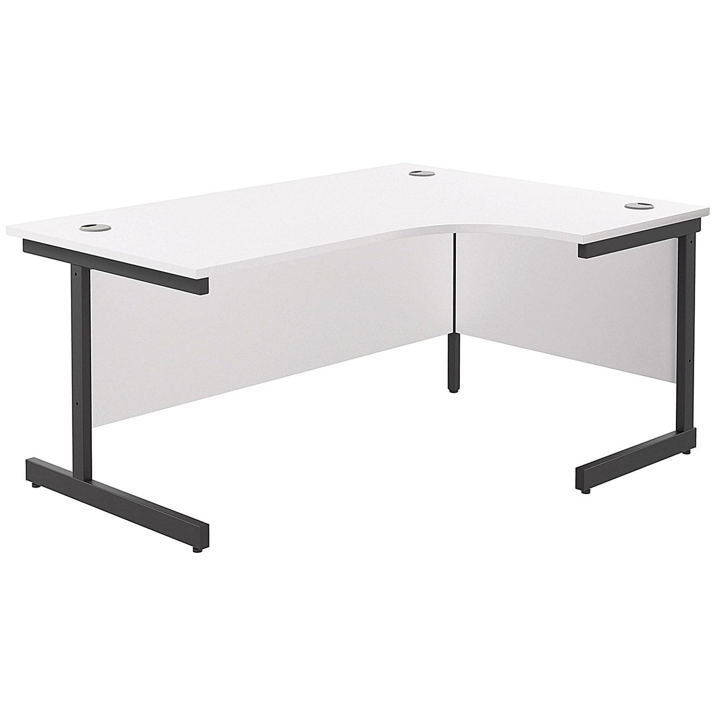 Jemini 1600mm Corner Desk, Right Hand, Black Single Upright Cantilever Legs, White Easy2Order : KF819745