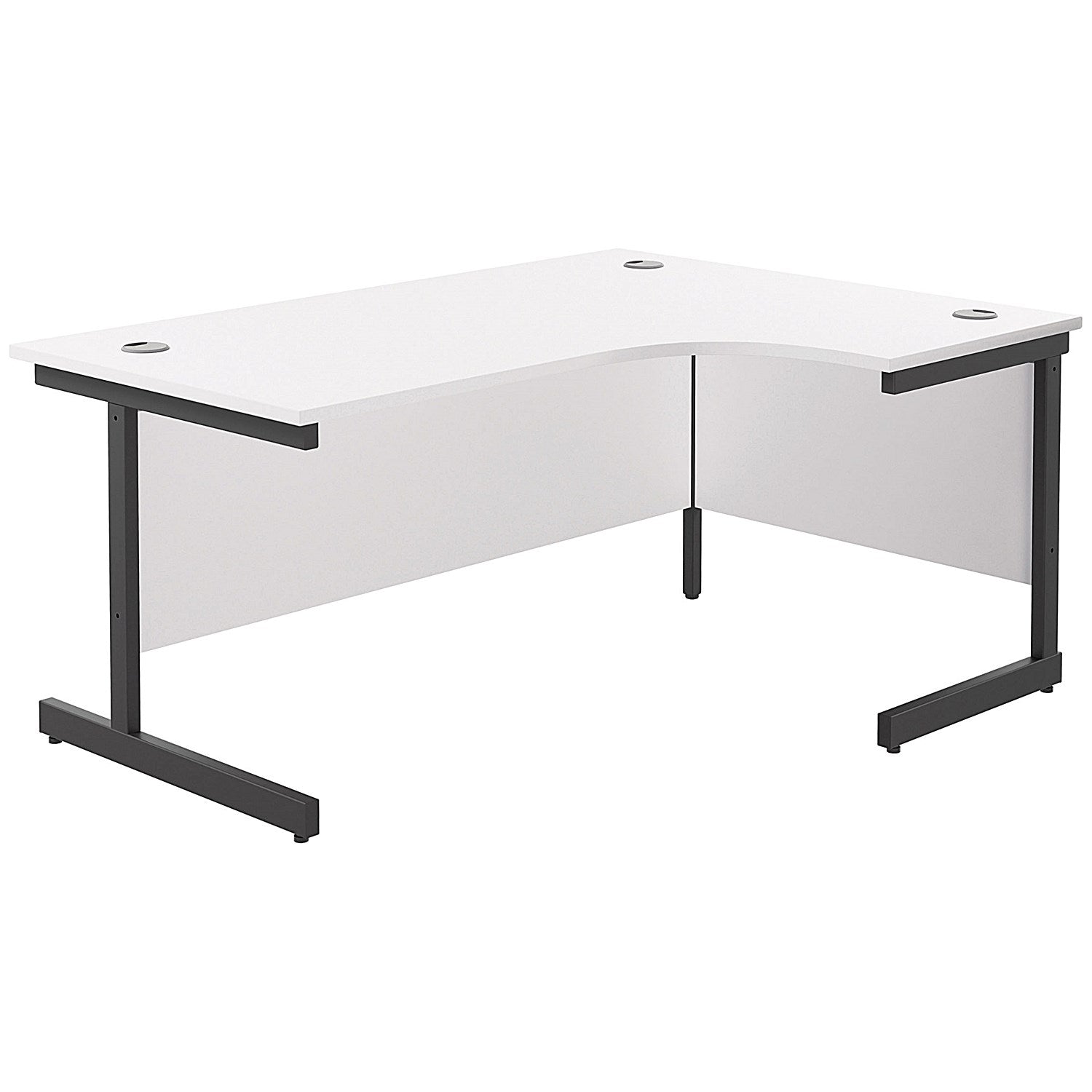Jemini 1600mm Corner Desk, Right Hand, Black Single Upright Cantilever Legs, White Easy2Order : KF819745