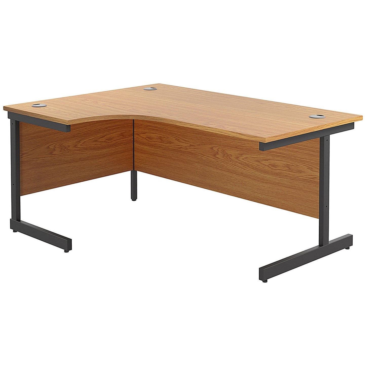 Jemini 1800mm Corner Desk, Left Hand, Black Single Upright Cantilever Legs, Oak Easy2Order : KF819806
