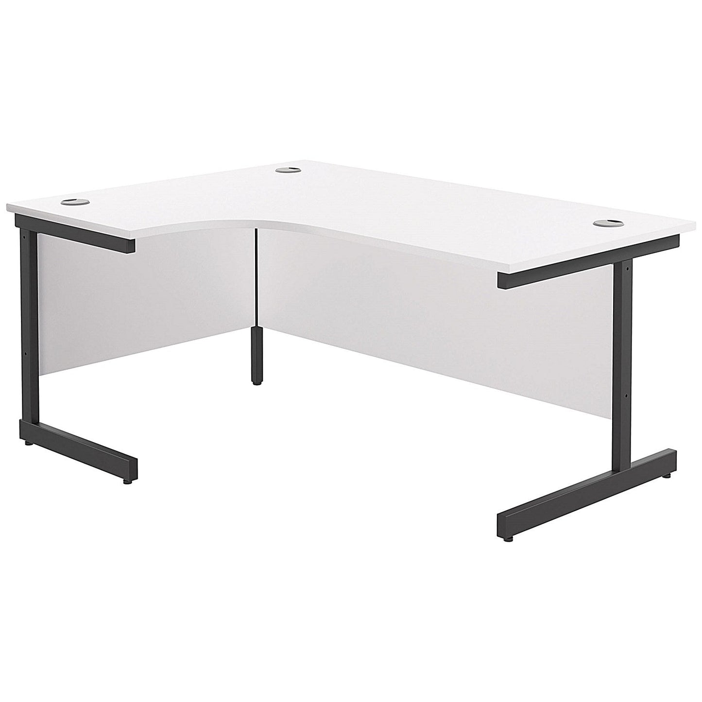 Jemini 1800mm Corner Desk, Left Hand, Black Single Upright Cantilever Legs, White Easy2Order : KF819813