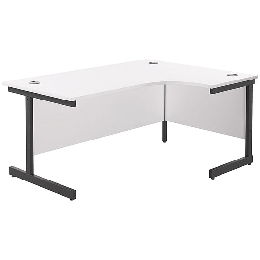 Jemini 1800mm Corner Desk, Right Hand, Black Single Upright Cantilever Legs, White Easy2Order : KF819882