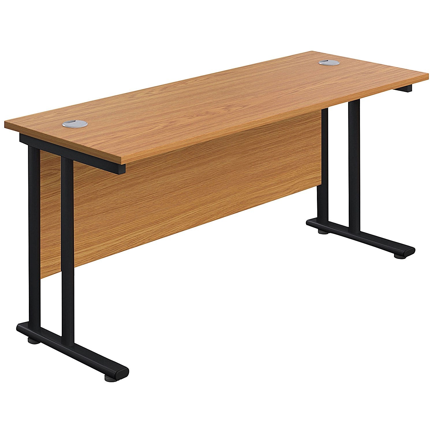 Jemini 1800mm Slim Rectangular Desk, Black Double Upright Cantilever Legs, Oak Easy2Order : KF820239