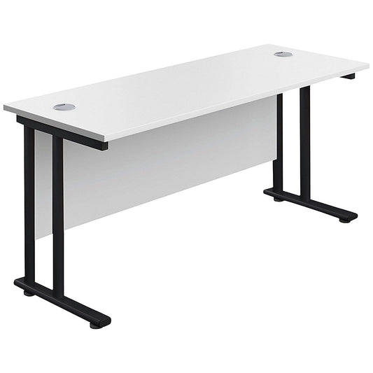 Jemini 1800mm Slim Rectangular Desk, Black Double Upright Cantilever Legs, White Easy2Order : KF820246
