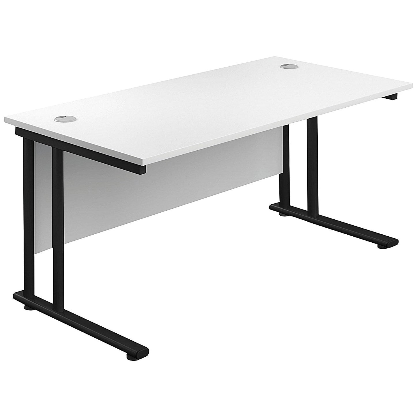 Jemini 1800mm Rectangular Desk, Black Double Upright Cantilever Legs, White Easy2Order : KF820307