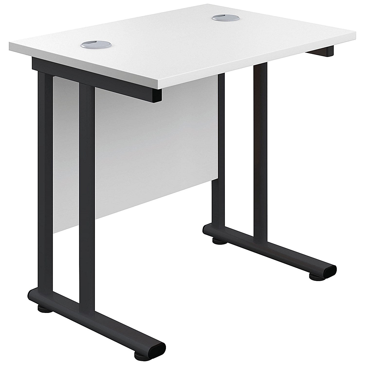 Jemini 800mm Slim Rectangular Desk, Black Double Upright Cantilever Legs, White Easy2Order : KF820369
