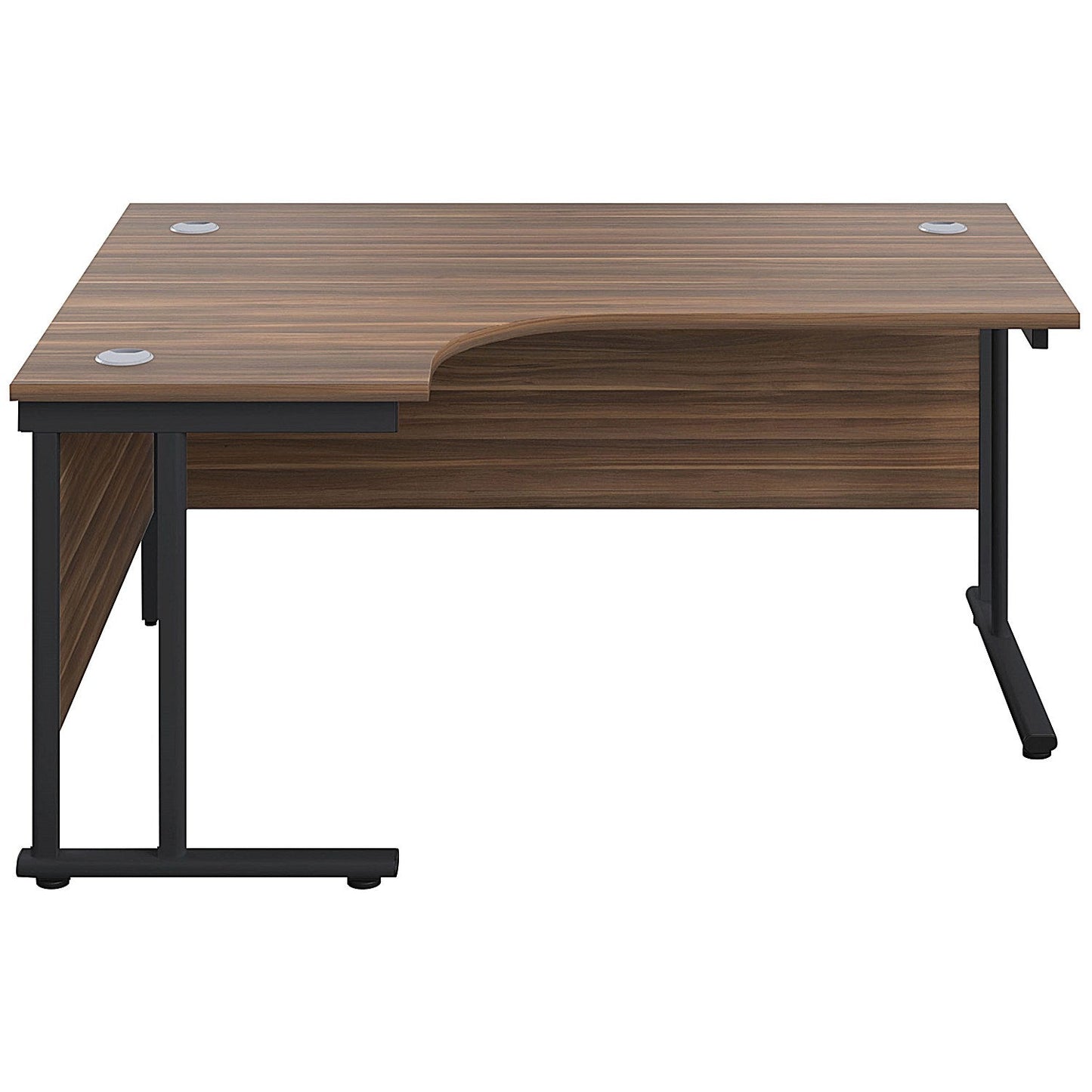 Jemini 1600mm Corner Desk, Left Hand, Black Double Upright Cantilever Legs, Walnut Easy2Order : KF820383