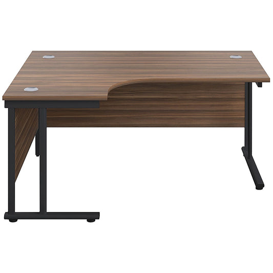 Jemini 1600mm Corner Desk, Left Hand, Black Double Upright Cantilever Legs, Walnut Easy2Order : KF820383