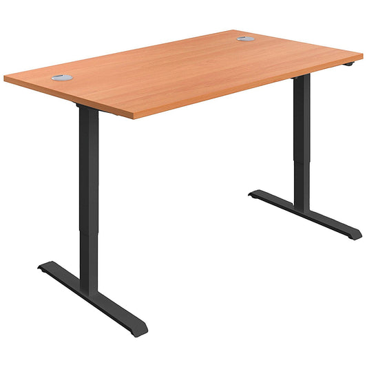Jemini Economy Sit-Stand Desk, Black Leg, 1400mm, Beech Top Easy2Order : KF820386