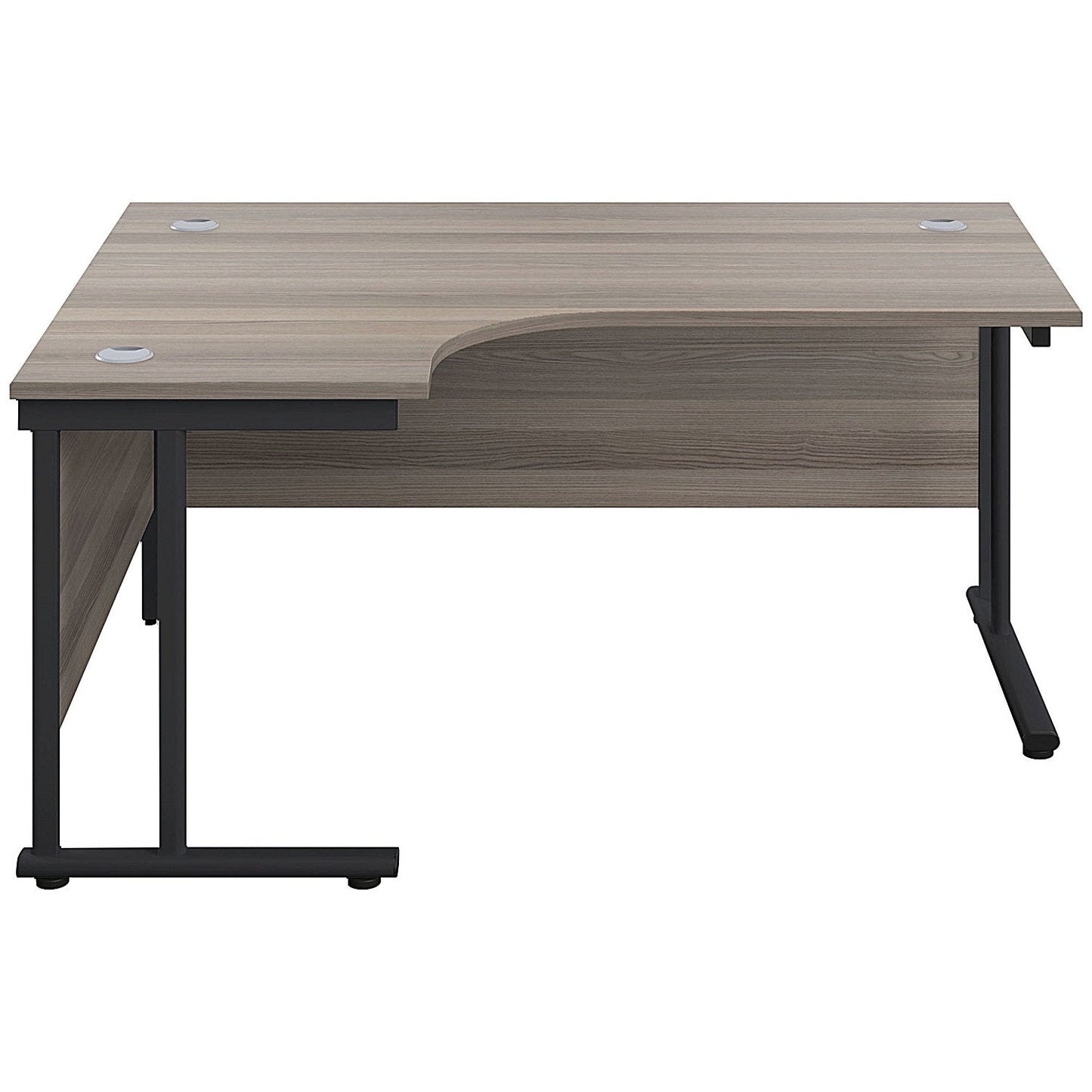 Jemini 1600mm Corner Desk, Left Hand, Black Double Upright Cantilever Legs, Grey Oak Easy2Order : KF820390