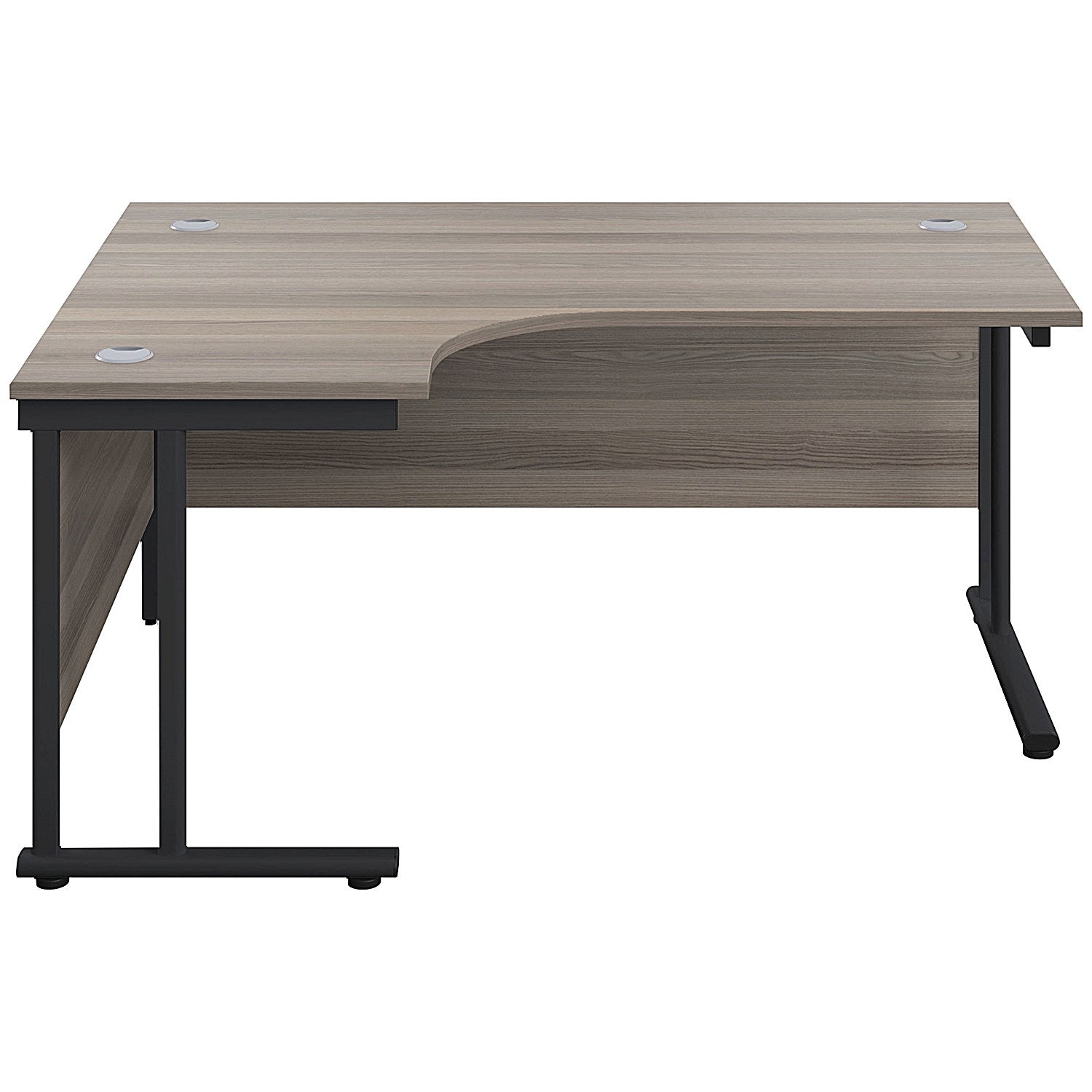 Jemini 1600mm Corner Desk, Left Hand, Black Double Upright Cantilever Legs, Grey Oak Easy2Order : KF820390