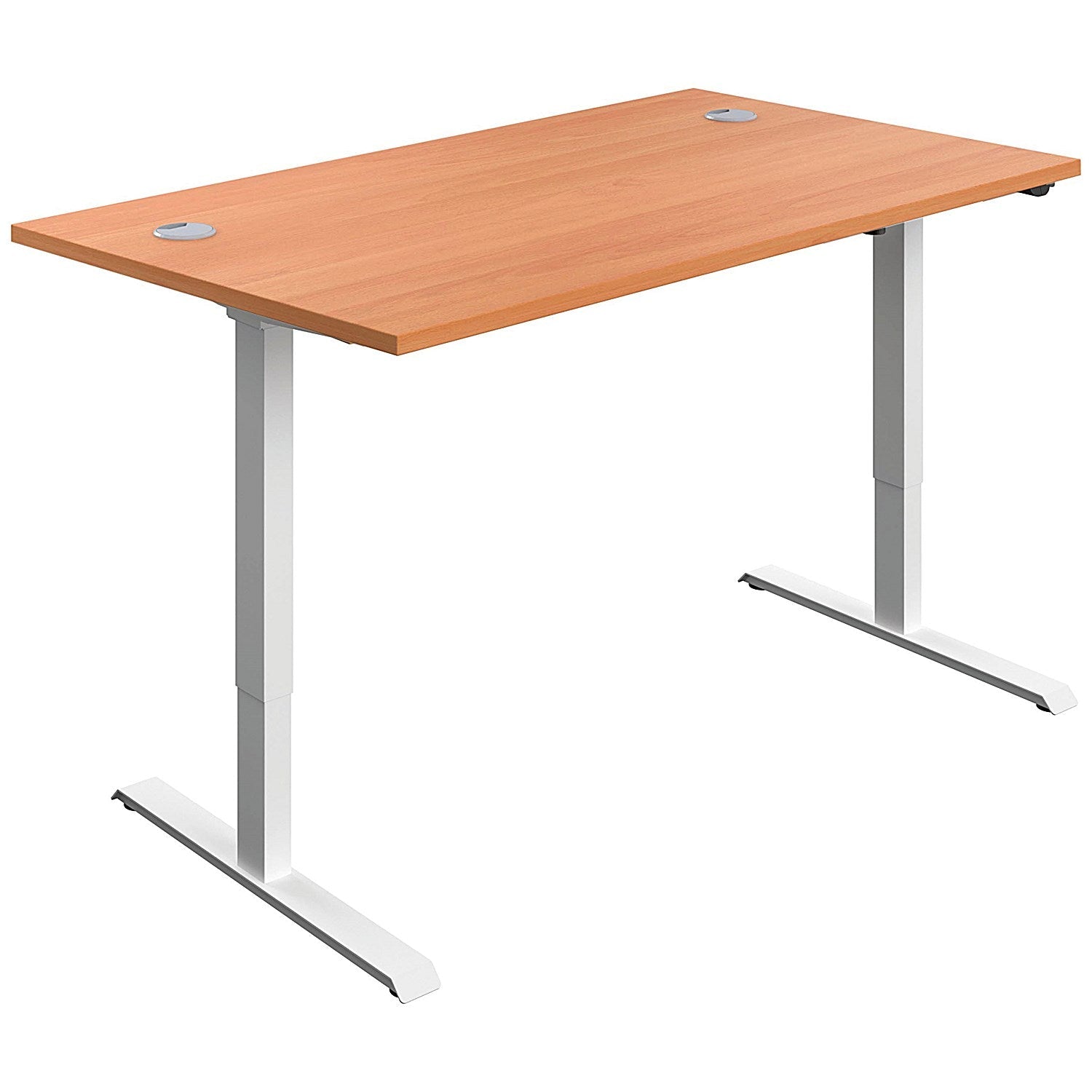 Jemini Economy Sit-Stand Desk, White Leg, 1400mm, Beech Top Easy2Order : KF820396
