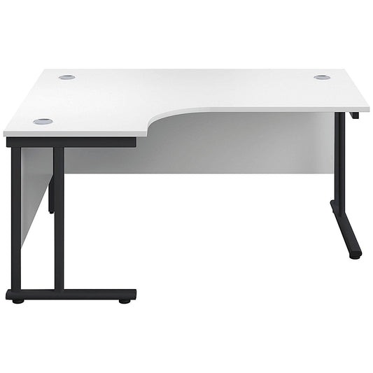 Jemini 1600mm Corner Desk, Left Hand, Black Double Upright Cantilever Legs, White Easy2Order : KF820420