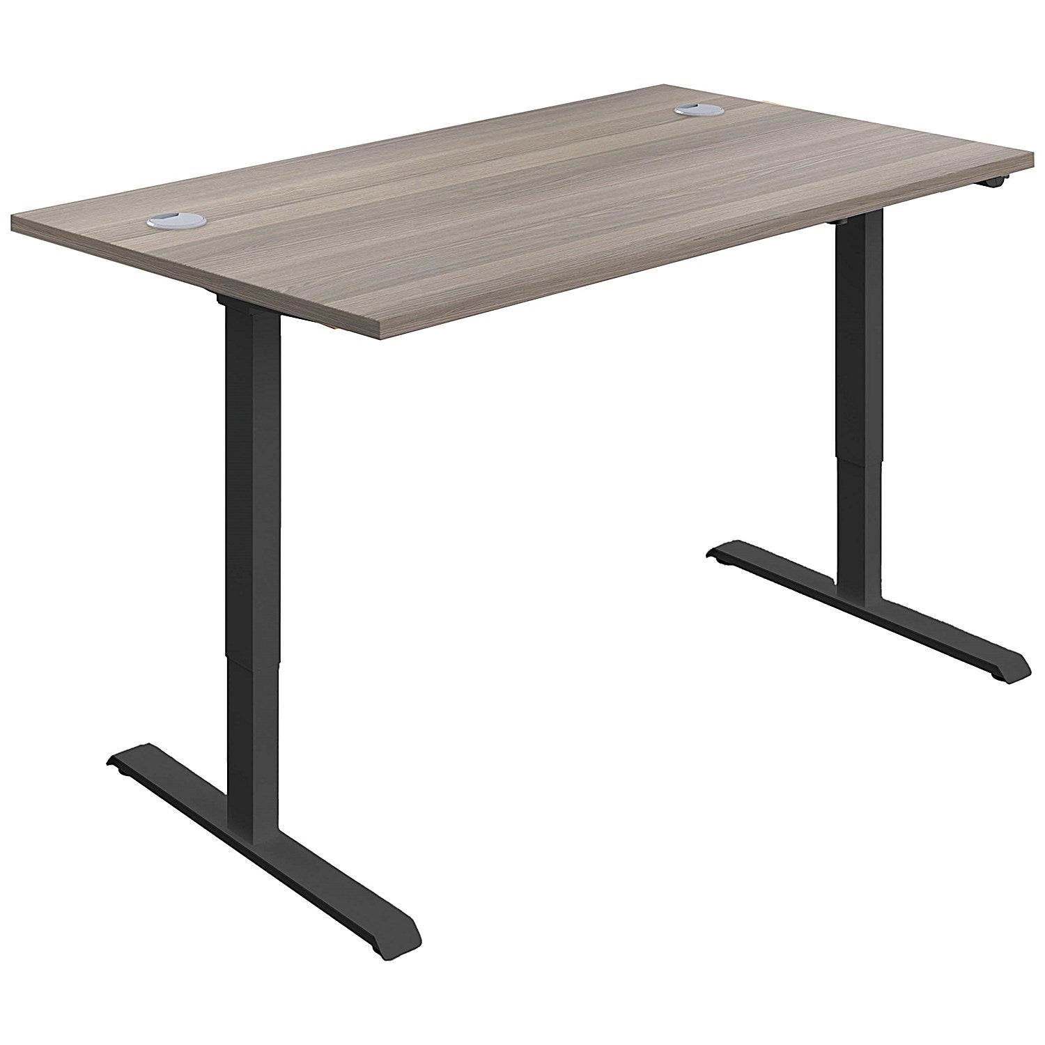 Jemini Economy Sit-Stand Desk, Black Leg, 1400mm, Grey Oak Top Easy2Order : KF820426