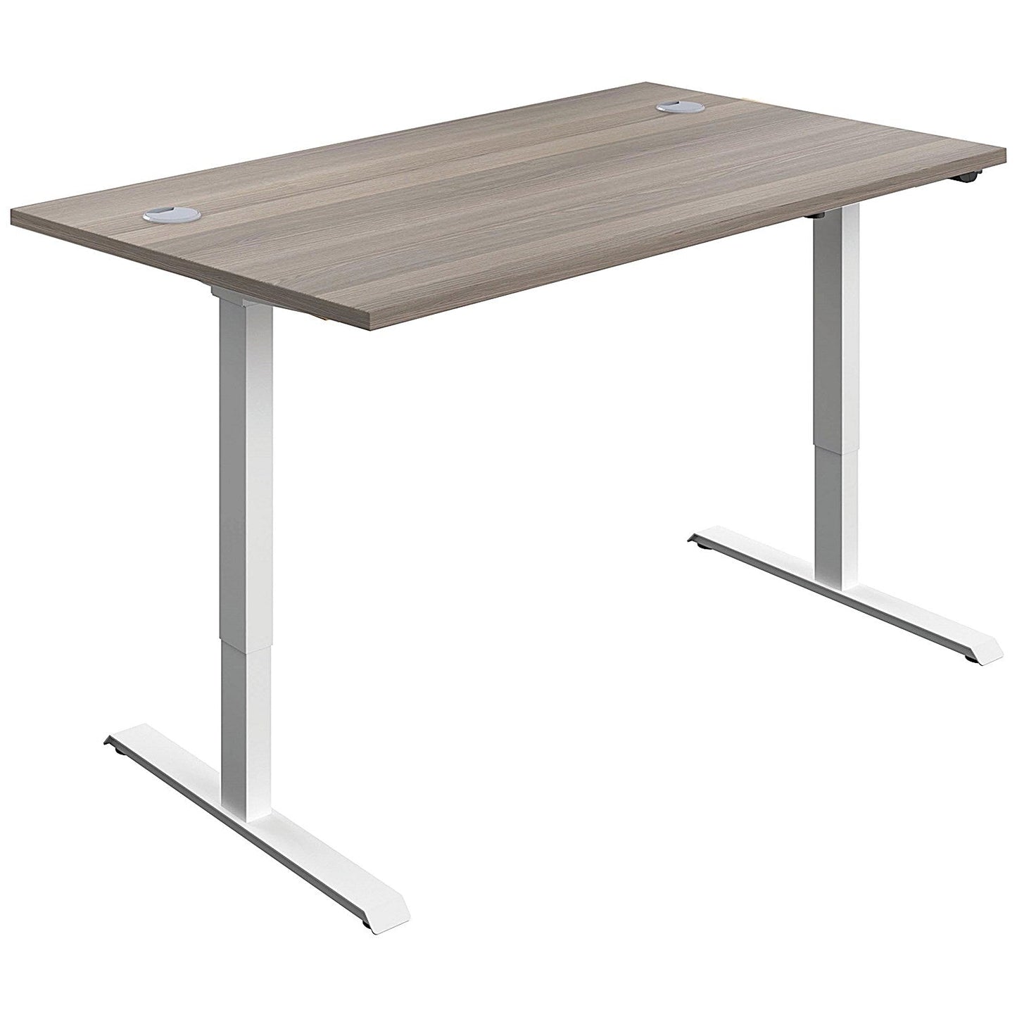 Jemini Economy Sit-Stand Desk, White Leg, 1400mm, Grey Oak Top Easy2Order : KF820436