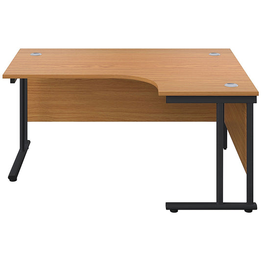 Jemini 1600mm Corner Desk, Right Hand, Black Double Upright Cantilever Legs, Oak Easy2Order : KF820475